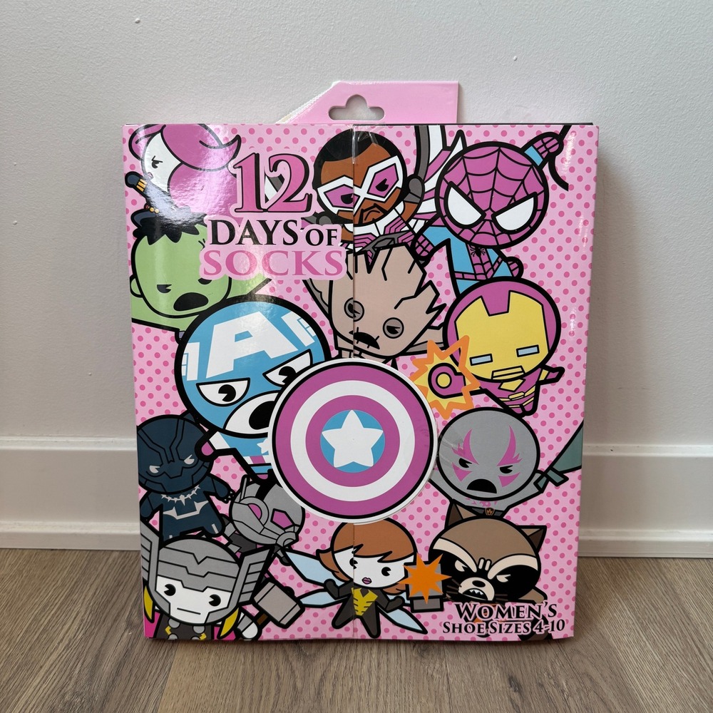 Marvel Gift Set 12 Days of Socks Women's Advent Calendar Crew Ankle Avengers NEW